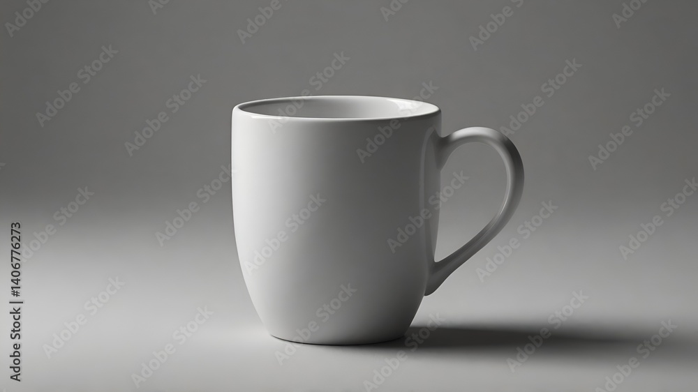 Fototapeta premium Plain White Ceramic Coffee Mug for Logo Mockup or Copy Space