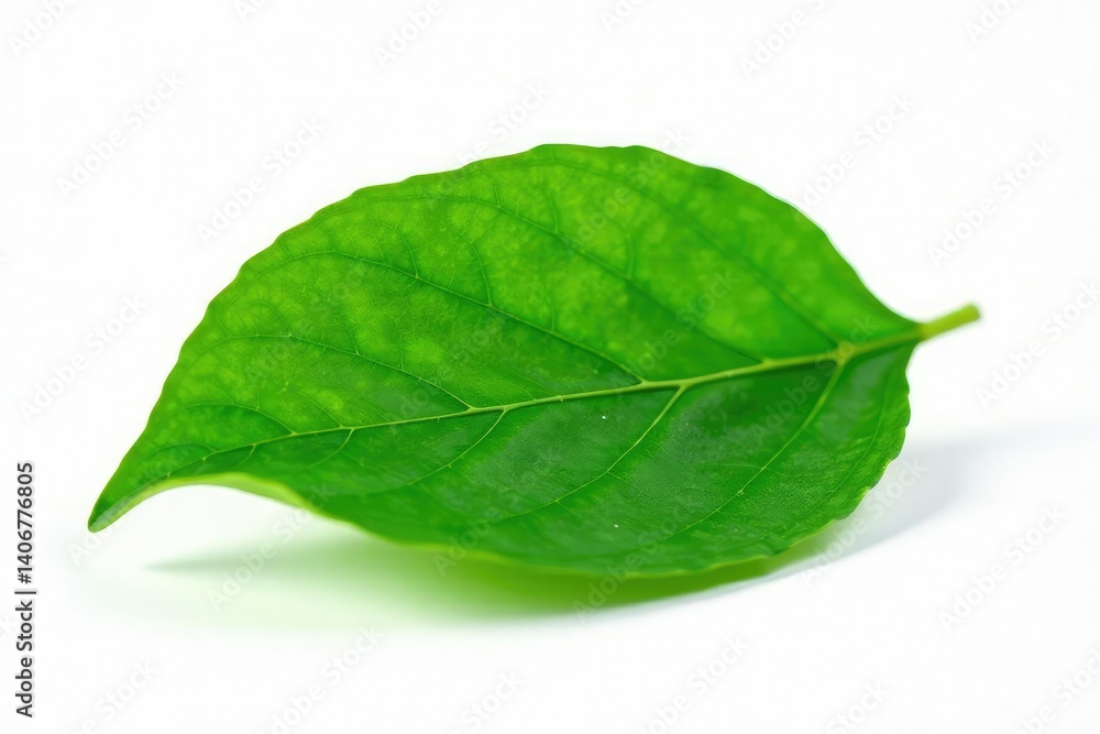 Fototapeta premium Fresh green leaf isolated on white background, botanicals, plants