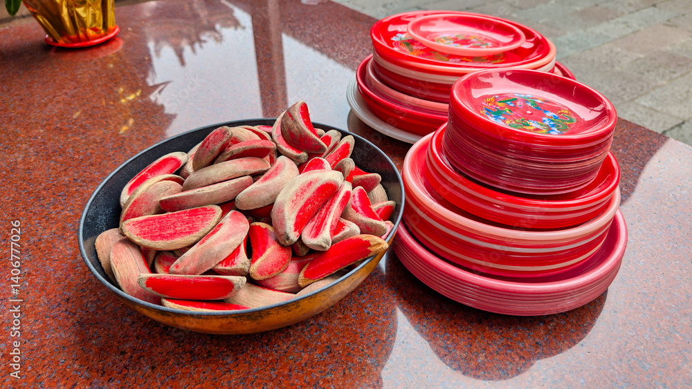 oracle stones in a Chinese temple