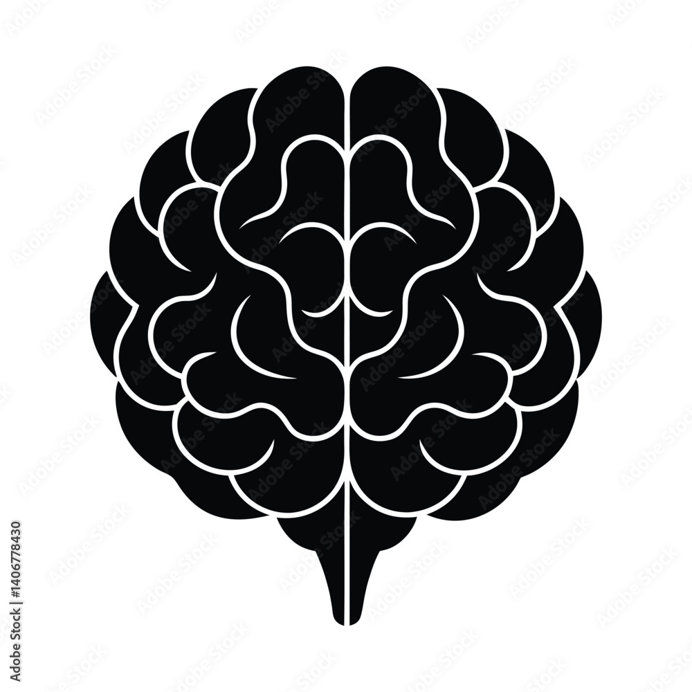 Brain vector simple style on white background Brain vector simple style on white background