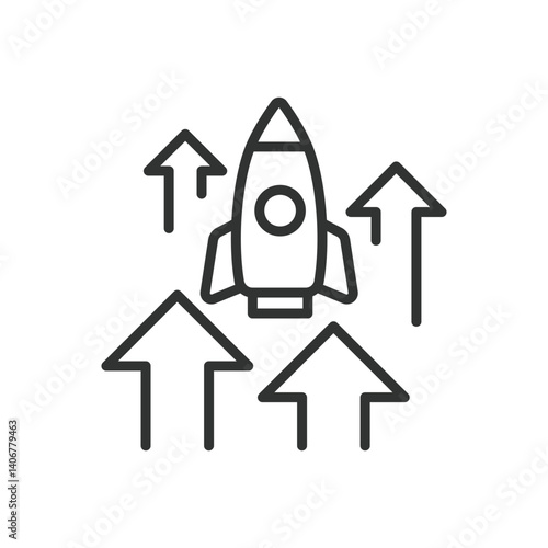 Startup, icon in line design. Startup, business startup, new business, entrepreneurship, startup company, startup ideas, business innovation on white background vector. Startup, editable stroke icon