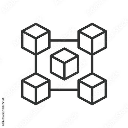 Blocks chain, icon in line design. Blocks chain, blockchain network, blockchain structure, blocks in blockchain on white background vector. Blocks chain, editable stroke icon