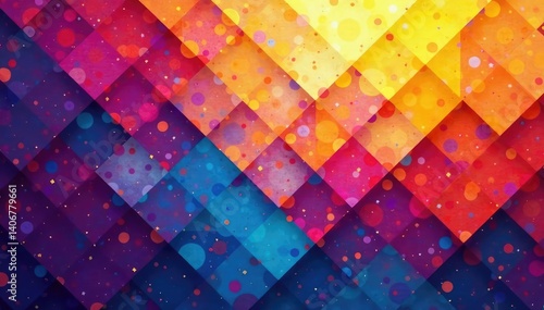 Geometric abstract shapes, colorful tile effect, design pattern, modern