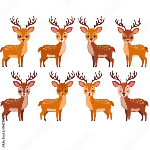 Obraz na płótnie set of funny cartoon deer vector icon design w salonie