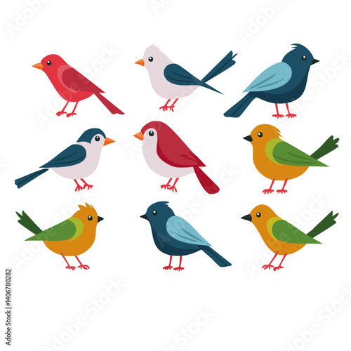Obraz na płótnie set of cartoon birds vector icon design w salonie