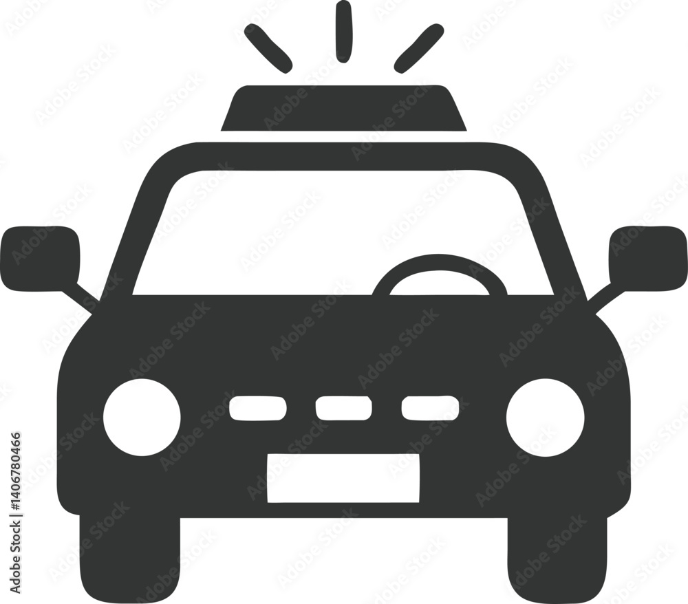 Obraz premium Police Car Icon, Emergency Vehicle, Simple Design, Transparent Background