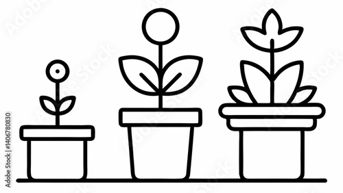 Set of flowerpot outline icons designed in a clean linear style suitable for home decor apps plant lover blogs gardening platforms and eco conscious branding
