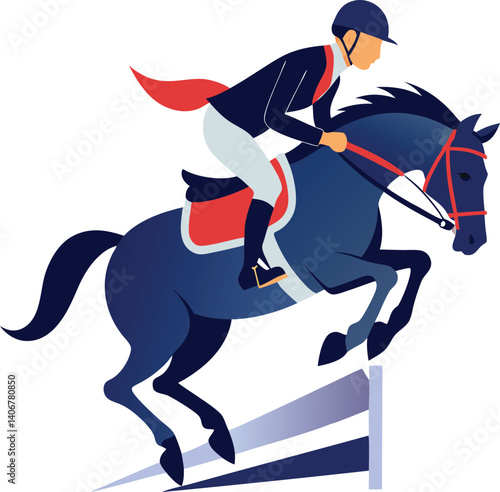 Horse and rider jumping