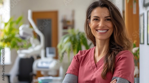 Confident Smiling Dental Professional in Office Setting Close Up Portrait