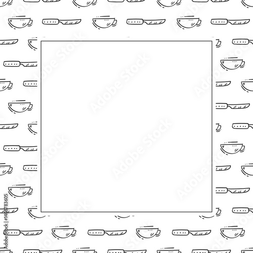 kitchen utensil frame. doodle kitchenware square frame. kitchen background
