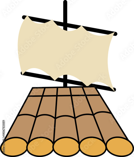 Traditional Bamboo Raft Icon