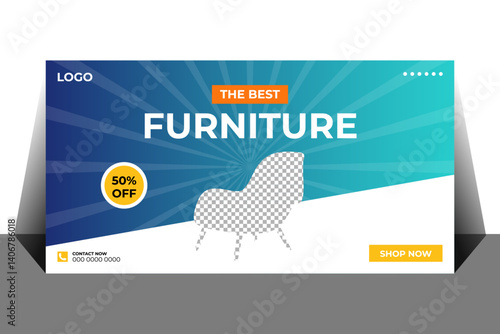 Furniture billboard design vector or web banner template