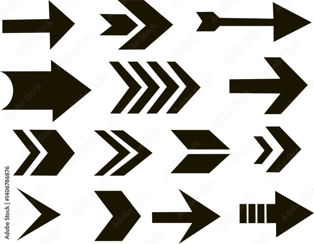 Arrow Icon Set – Modern and Stylized Silhouettes Arrow Icon Set – Modern and Stylized Silhouettes