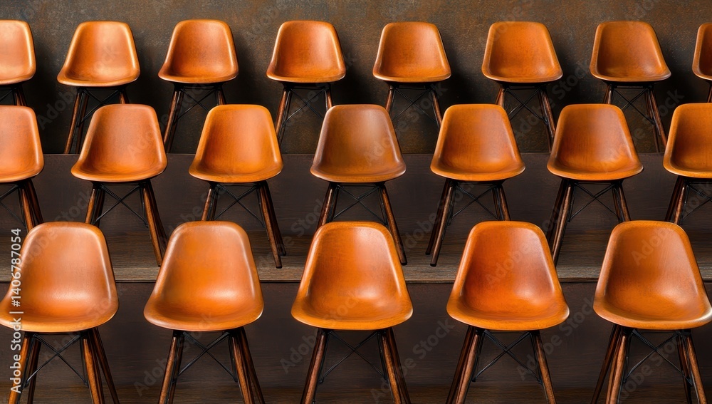 Naklejka premium Rows of brown chairs