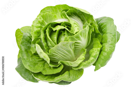 fresh green romaine lettuce isolated on white background