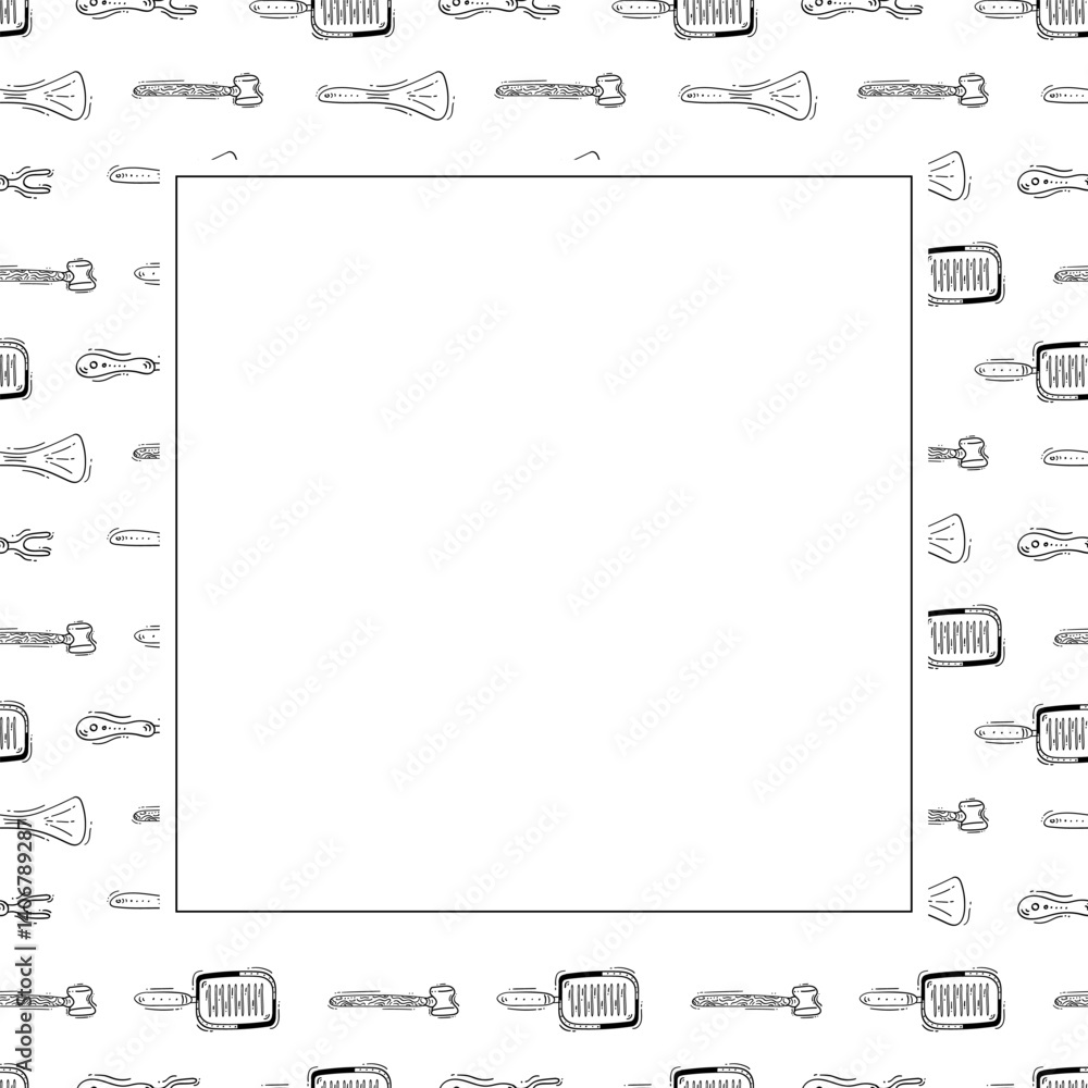 kitchen utensil frame. doodle kitchenware square frame. kitchen background kitchen utensil frame. doodle kitchenware square frame. kitchen background