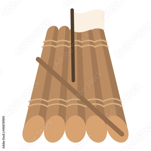 Wood Raft Float Illustration