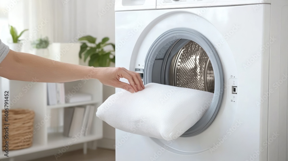 Washing pillow in a machine for perfect clean household, laundry day Washing pillow in a machine for perfect clean household, laundry day