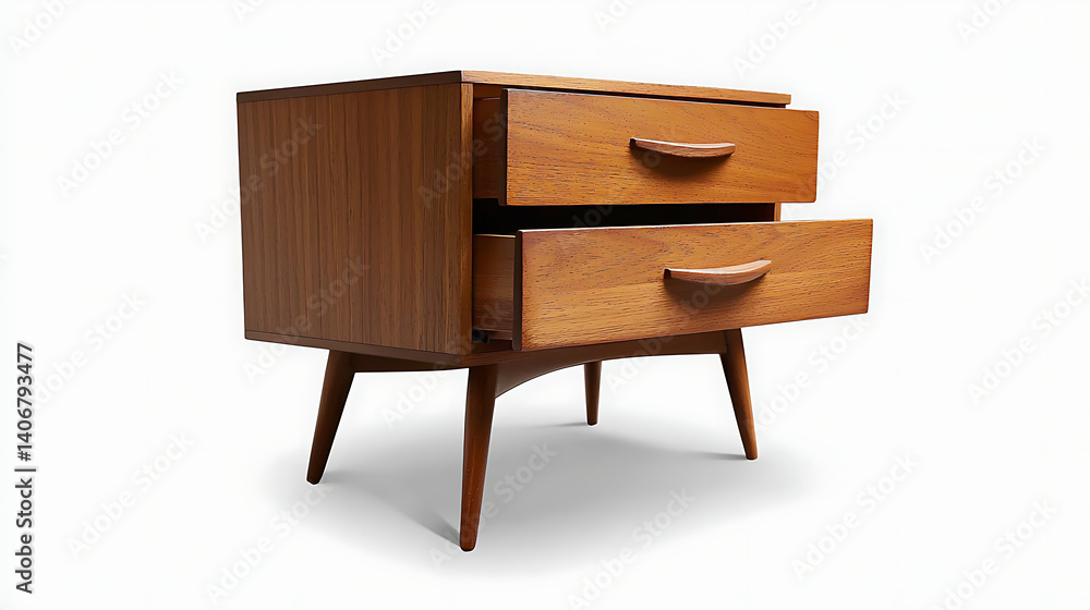 A wooden nightstand with two drawers. Generated using AI. A wooden nightstand with two drawers. Generated using AI.