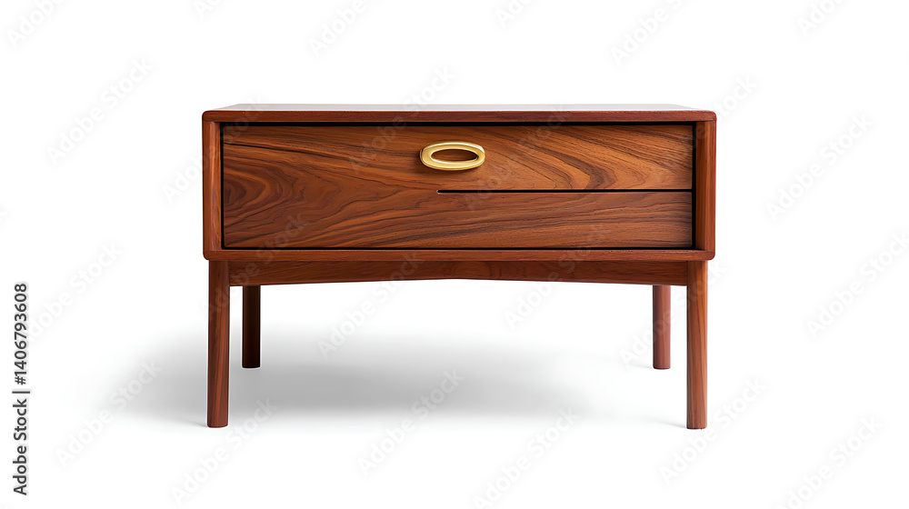 A wooden nightstand with a gold handle. Generated using AI. A wooden nightstand with a gold handle. Generated using AI.
