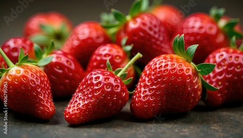 Freshly picked strawberries, vibrant red and juicy , berries, white