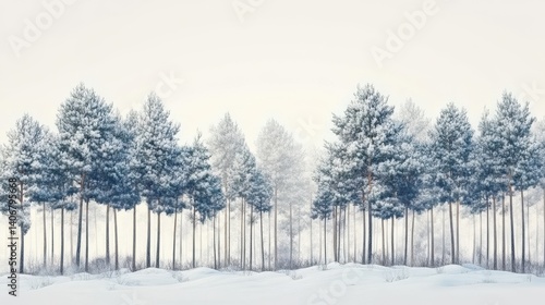Wallpaper Mural Pine trees covered with snow on frosty evening. Beautiful winter panorama Torontodigital.ca