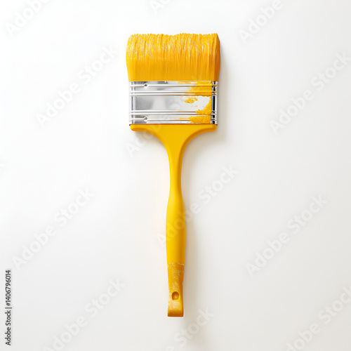 paint brush with yellow paint