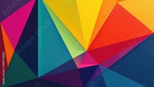 Geometric abstract shapes in bold primary colors, shapes, simple