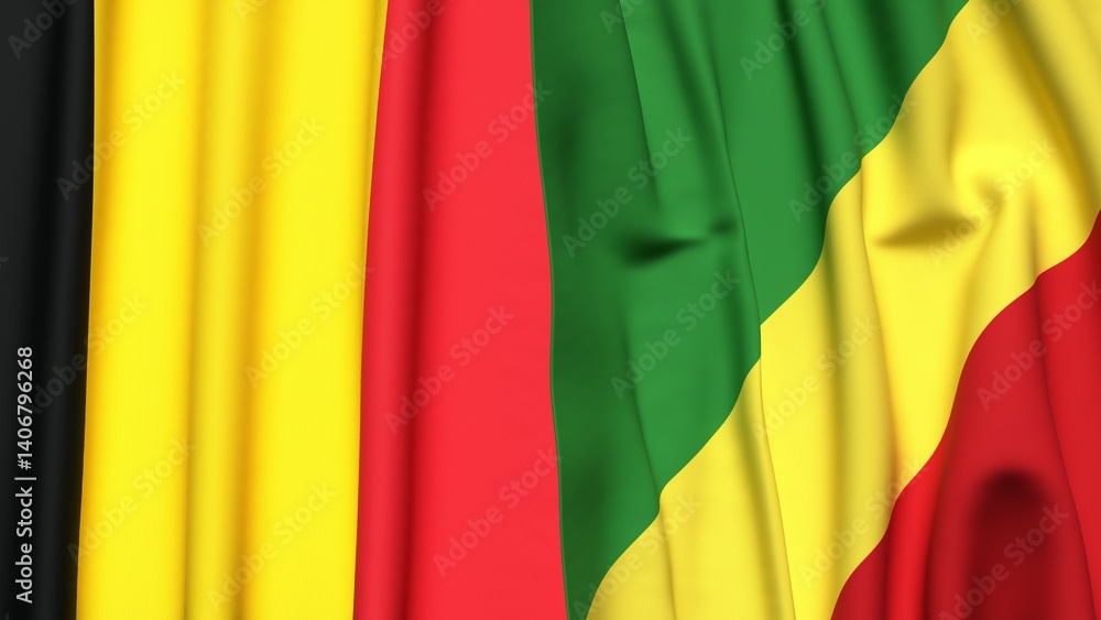 Flags of CONGO R and Chad with realistic cloth texture Flags of CONGO R and Chad with realistic cloth texture