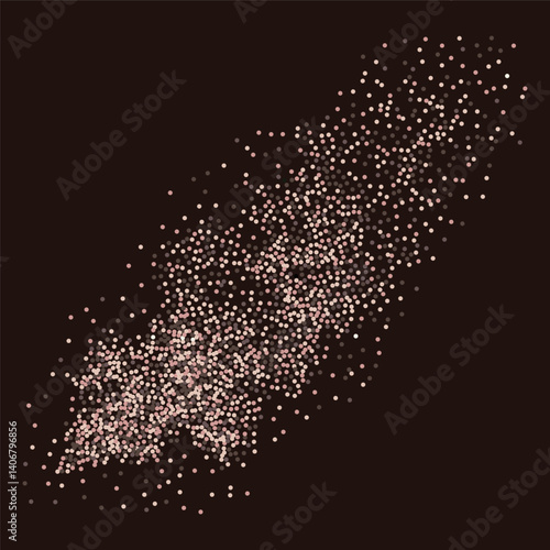 Abstract coffee, cocoa or chocolate powder particles flow. Brown dots, dust or sand wavy element. Flowing grit round dots and particles wavy texture. Ground grain scatter element background. 