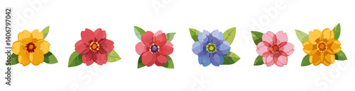 Obraz na płótnie set of colorful ribbons flowers vector icon design w salonie