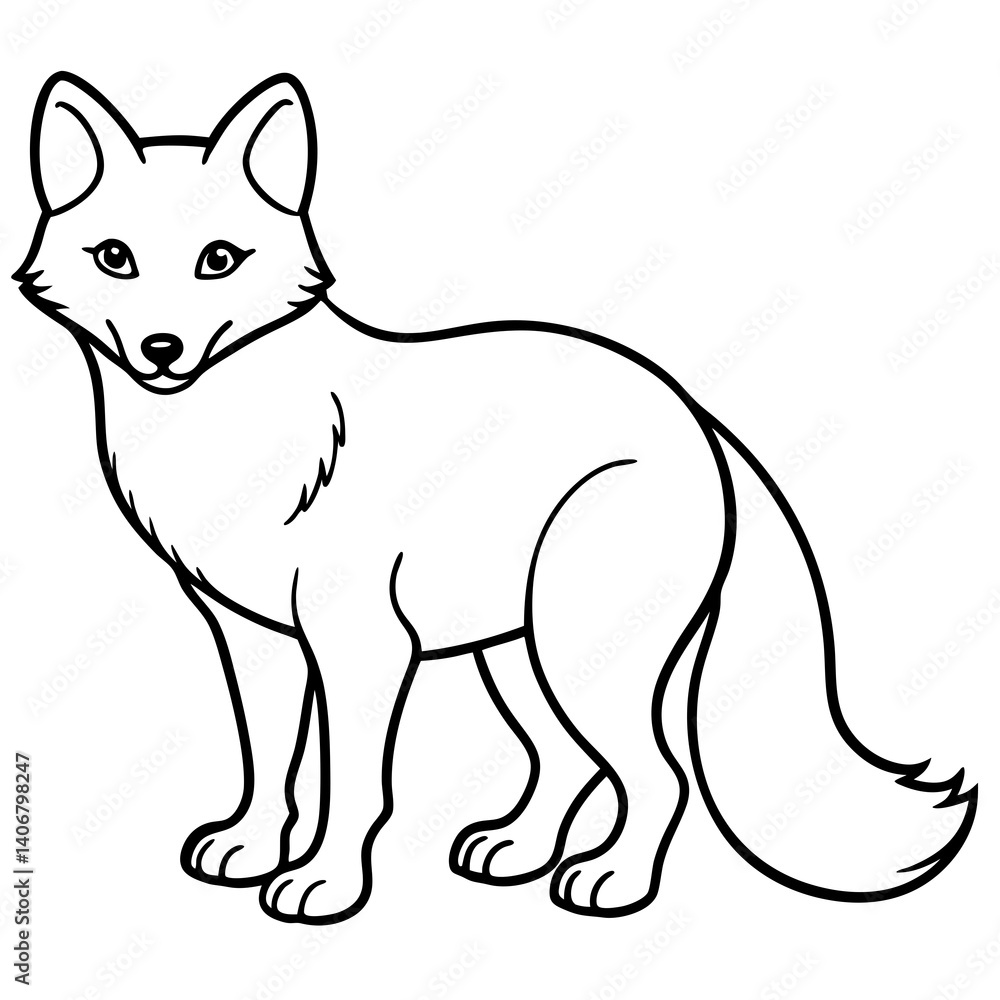 Minimal Arctic Fox Horse Vector Illustration on White Background Minimal Arctic Fox Horse Vector Illustration on White Background