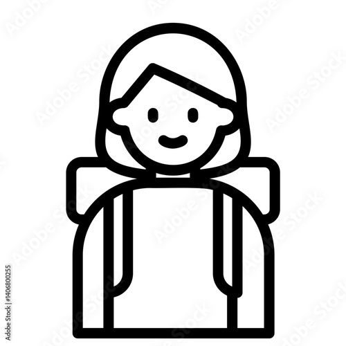 배낭을 맨 여행자 캐릭터 아웃라인 아이콘
