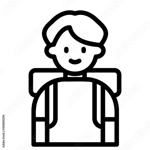 배낭을 맨 여행자 캐릭터 아웃라인 아이콘