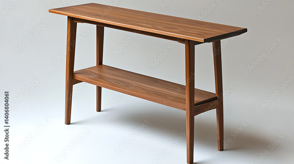 A wooden table with a shelf on top. Generated using AI. A wooden table with a shelf on top. Generated using AI.