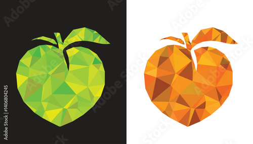 Geometric Triangle of peach fruit.eps