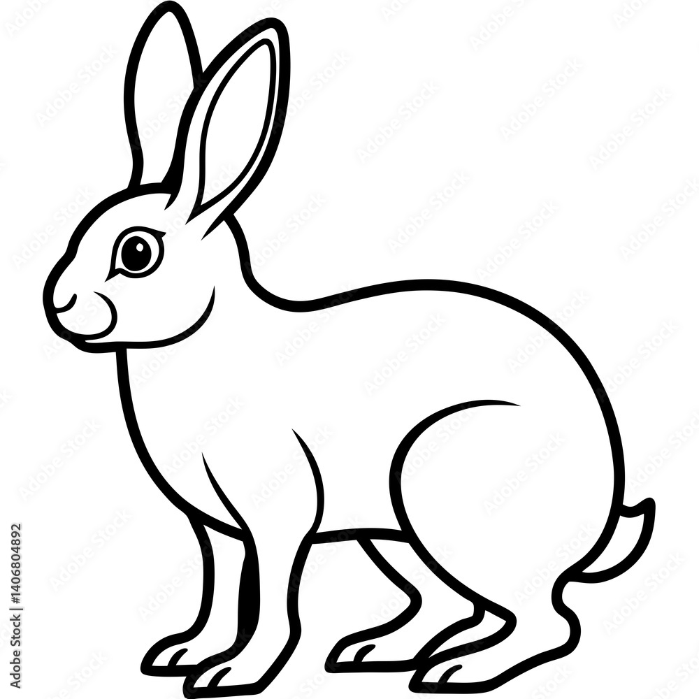 Minimal Arctic Hare and Horse Vector Illustration on White Background Minimal Arctic Hare and Horse Vector Illustration on White Background