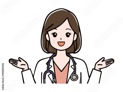 説明をするかわいい女性医師のイラスト3