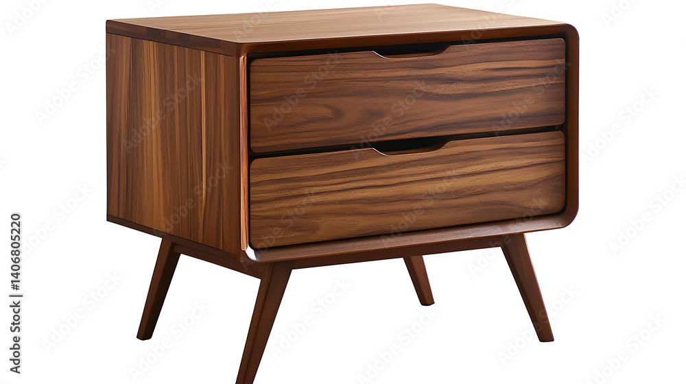 A wooden nightstand with two drawers. Generated using AI. A wooden nightstand with two drawers. Generated using AI.