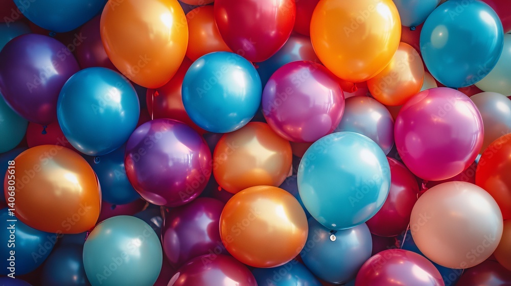 A vibrant collection of colorful balloons filling the frame with a festive and celebratory atmosphere A vibrant collection of colorful balloons filling the frame with a festive and celebratory atmosphere