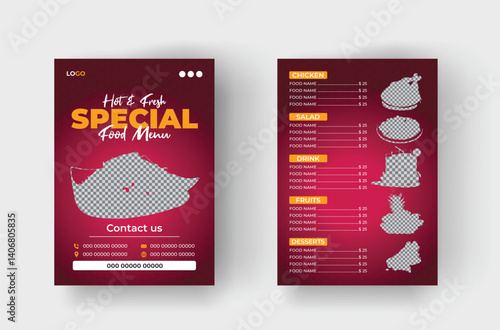 Restaurant food menu design template and Creative food flyer.