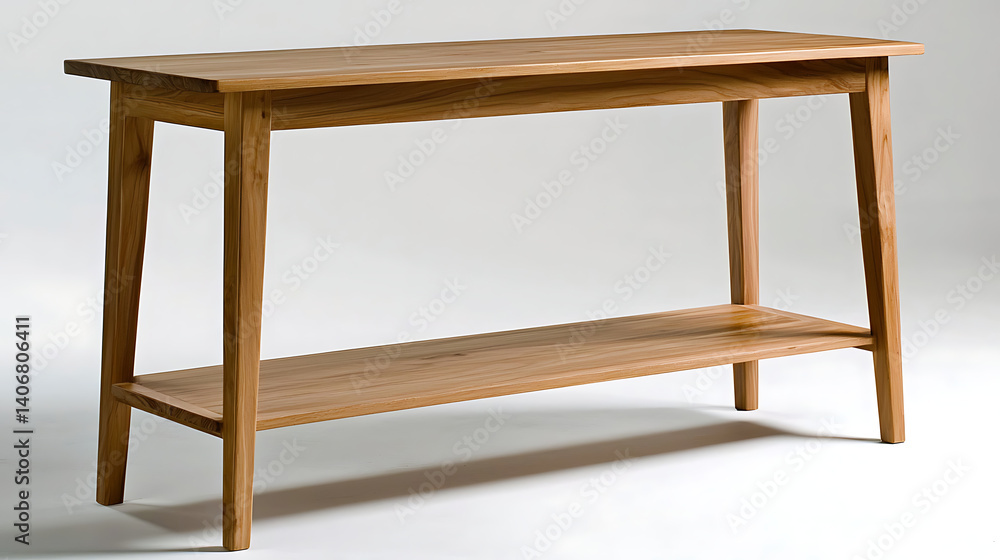 A wooden table with a shelf. Generated using AI. A wooden table with a shelf. Generated using AI.
