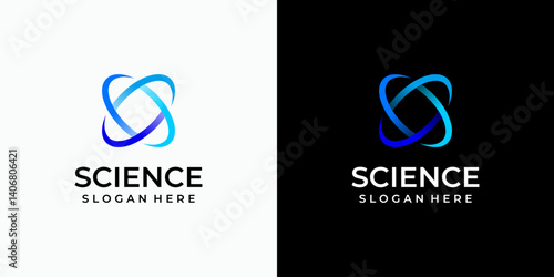 Colorful science symbol vector logo design with modern, simple, clean and abstract style. Icon for business, research, science and personal branding.