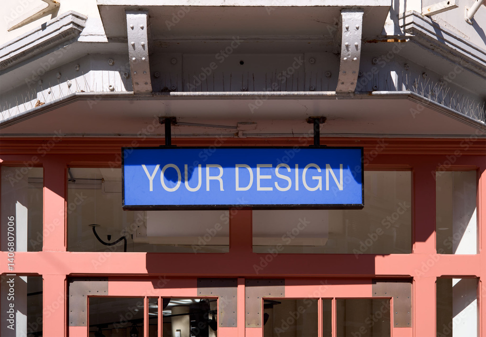 Mockup Of Horizontal Customized Sign Above Building Stock Template ...