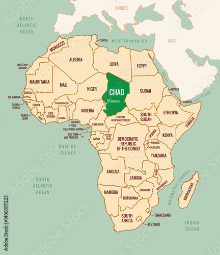 Map of Chad Generic Region Silhouette Vector Art Geographic Illustration