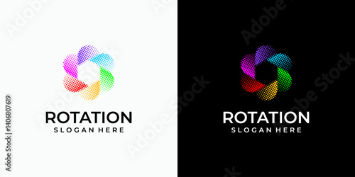 Colorful hexagon rotation vector logo design with modern, simple, clean and abstract style. Icon for business, technology and personal branding.