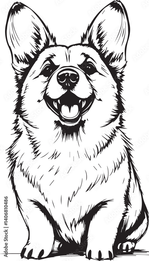 Corgi dog. Hand drawn vector illustration Corgi dog. Hand drawn vector illustration