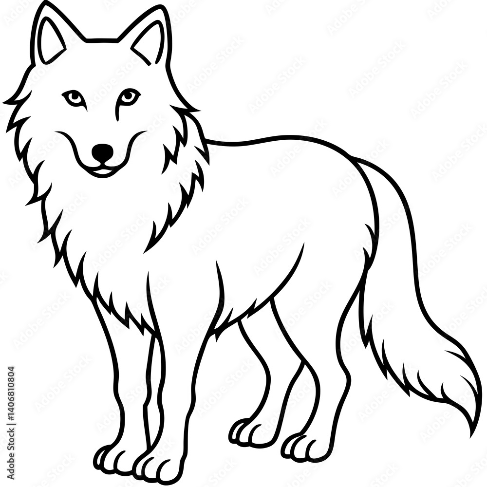 Minimal Arctic Wolf Vector Illustration on White Background Minimal Arctic Wolf Vector Illustration on White Background