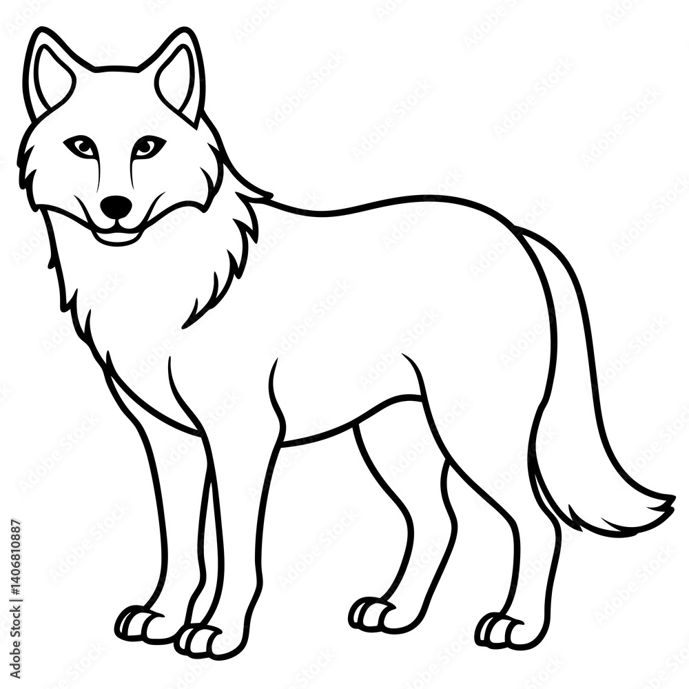 Minimal Arctic Wolf Vector Illustration on White Background Minimal Arctic Wolf Vector Illustration on White Background