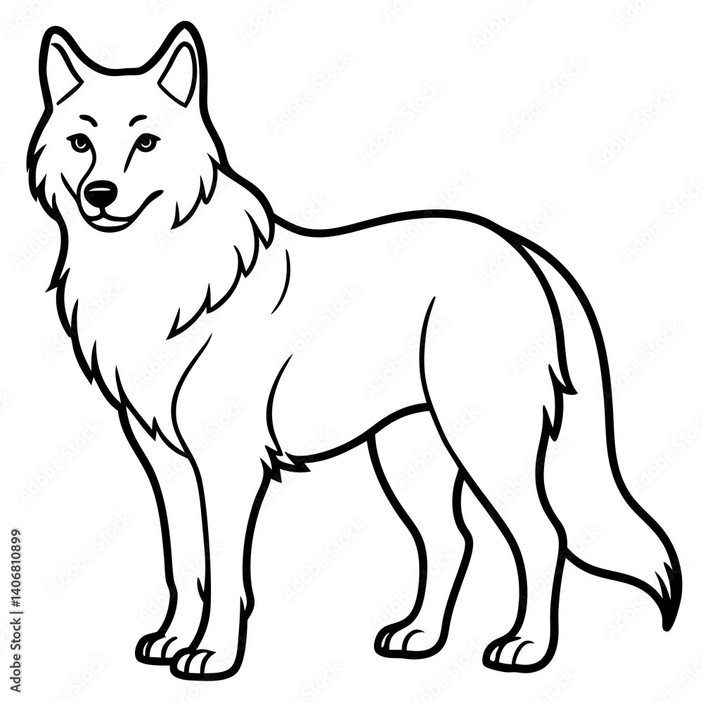 Minimal Arctic Wolf Vector Illustration on White Background Minimal Arctic Wolf Vector Illustration on White Background